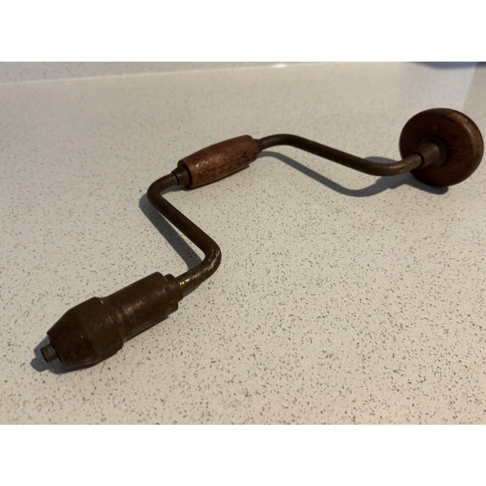 Vintage Manual hand drill wooden handle hand crank tool